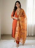 Roman Silk with Beautiful Embroidery With Sequence Work Salwar Kameez