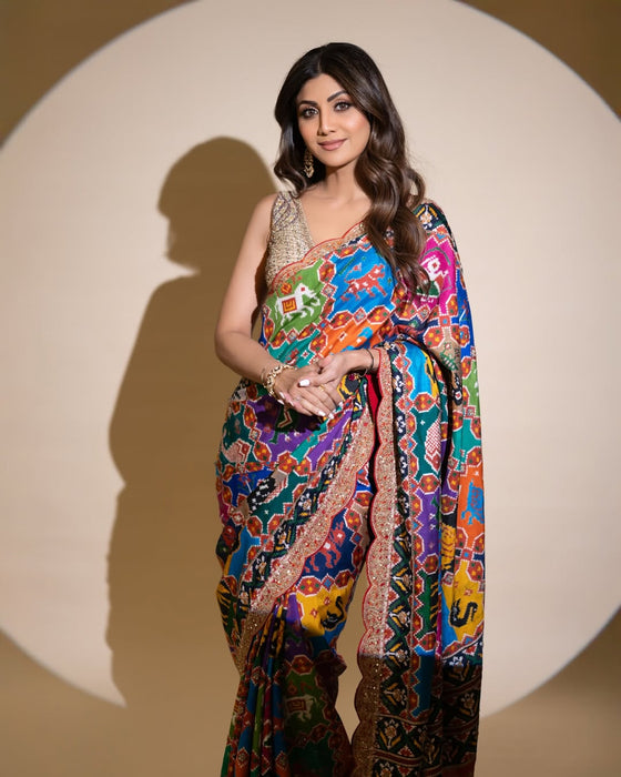 Full Saree Of Heavy Quality Georgette with DIGITAL PRINT Patola