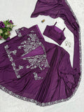 TRENDING INDO-WESTERN READY TO WEAR SAREE WITH FULLY EMBROIDERED KOTI