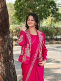 New Super Trending Party jacket with saree Ready to wear Embroidery work saree