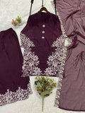 PAKISTANI SUIT WITH EMBROIDERED WORK TOP PLAZZO AND DUPATTA