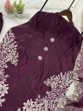 PAKISTANI SUIT WITH EMBROIDERED WORK TOP PLAZZO AND DUPATTA