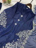 PAKISTANI SUIT WITH EMBROIDERED WORK TOP PLAZZO AND DUPATTA
