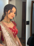 Pure Georgette Fabric with Sequins and dori embroidery with real mirror work Saree