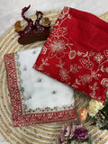 Pure Georgette Fabric with Sequins and dori embroidery with real mirror work Saree