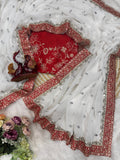Pure Georgette Fabric with Sequins and dori embroidery with real mirror work Saree