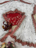 Pure Georgette Fabric with Sequins and dori embroidery with real mirror work Saree