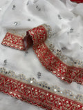 Pure Georgette Fabric with Sequins and dori embroidery with real mirror work Saree