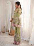 Premium Gold Crushed Silk with Elegant Embroidery Sequins Work Salwar Kameez