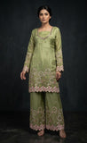 Premium Gold Crushed Silk with Elegant Embroidery Sequins Work Salwar Kameez
