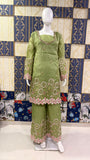 Premium Gold Crushed Silk with Elegant Embroidery Sequins Work Salwar Kameez