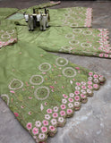 Premium Gold Crushed Silk with Elegant Embroidery Sequins Work Salwar Kameez