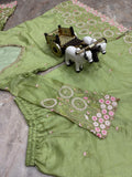 Premium Gold Crushed Silk with Elegant Embroidery Sequins Work Salwar Kameez