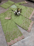 Premium Gold Crushed Silk with Elegant Embroidery Sequins Work Salwar Kameez