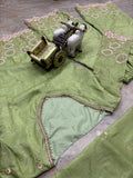 Premium Gold Crushed Silk with Elegant Embroidery Sequins Work Salwar Kameez