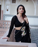 Super Hit Georgette Ruffle Ready To Wear Saree With Readymade Blouse