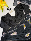 Super Hit Georgette Ruffle Ready To Wear Saree With Readymade Blouse