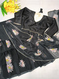 Super Hit Georgette Ruffle Ready To Wear Saree With Readymade Blouse
