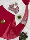 NEW SUPERHIT TRENDING READY TO WEAR SAREE WITH FULLY EMBROIDERED SEMI-BEADS STYLIST BLOUSE
