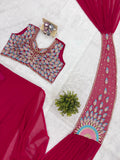 NEW SUPERHIT TRENDING READY TO WEAR SAREE WITH FULLY EMBROIDERED SEMI-BEADS STYLIST BLOUSE