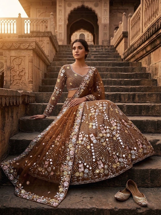 Soft Butterfly Net with Real Mirror Embroidery Sequins Work Beautiful Lehenga Choli