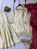 EXCLUSIVE AND TRENDY FOR WEDDING SEASON SEQUENCE EMBROIDERED TOP SARARA AND DUPATTA