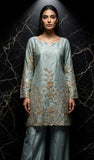 Premium Chinon Silk Fabric with Elegant Embroidery Sequins Work Fully Stitched Salwar Kameez