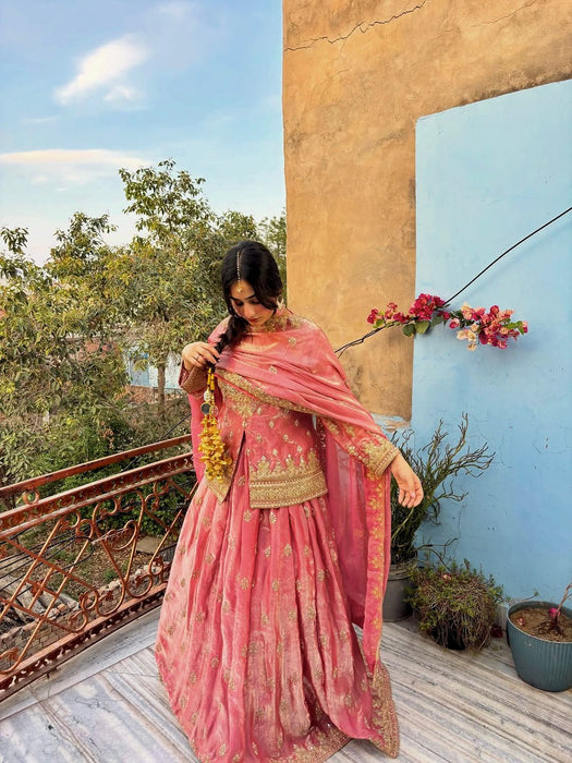 Heavy Two Tone Fandy Silk with Heavy Embroidery Codding & Sequins Work Salwar Kameez