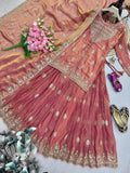 Heavy Two Tone Fandy Silk with Heavy Embroidery Codding & Sequins Work Salwar Kameez