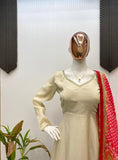 DESIGNER AND ELEGANCE GOWN IN THREE PIECE WITH PRINTED BANDHNI DUPATTA