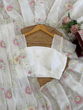 Designer Havy Chiffon White Saree With Thread Work