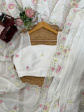 Designer Havy Chiffon White Saree With Thread Work