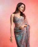 Most Beautiful Latest Tabby Silk Party Wear Saree With  Beautiful Sequins And Mirror Work