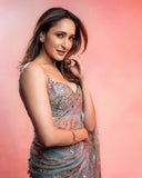 Most Beautiful Latest Tabby Silk Party Wear Saree With  Beautiful Sequins And Mirror Work