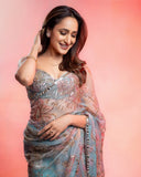 Most Beautiful Latest Tabby Silk Party Wear Saree With  Beautiful Sequins And Mirror Work