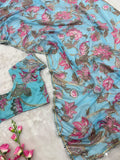 Most Beautiful Latest Tabby Silk Party Wear Saree With  Beautiful Sequins And Mirror Work