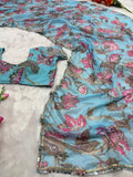 Most Beautiful Latest Tabby Silk Party Wear Saree With  Beautiful Sequins And Mirror Work