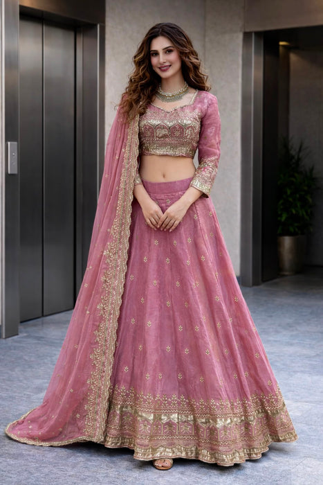 Designer Party Wear Look Heavy Two Tone Fandy Silk Ready to Wear Lehenga Choli