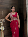 New Super Trending Embroidery cording work ready to wear saree with Embroidery Blouse