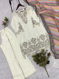 WEDDING SEASON WEAR BEAUTIFUL SEQUENCE EMBROIDERED TOP PLAZZO WITH DUPATTA