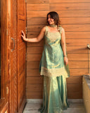 Designer Heavy Fandy Silk Top Plazzo And Dupatta Set With Sequence And Embroidery Work