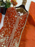 Latest Designer Pur Heavy Fendy Silk Top Plazzo & Dupatta Set