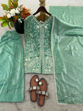 Latest Designer Pur Heavy Fendy Silk Top Plazzo & Dupatta Set