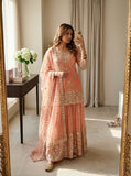 Latest Designer Trending Orgenza Twine Net Top Sarara And Dupatta Set