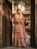 Latest Designer Trending Orgenza Twine Net Top Sarara And Dupatta Set
