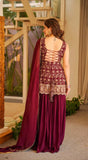 Designer Party Wear Heavy Blooming Faux Georgette Top Sharara And Dupatta Set