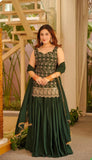 Designer Party Wear Heavy Blooming Faux Georgette Top Sharara And Dupatta Set