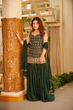 Designer Party Wear Heavy Blooming Faux Georgette Top Sharara And Dupatta Set