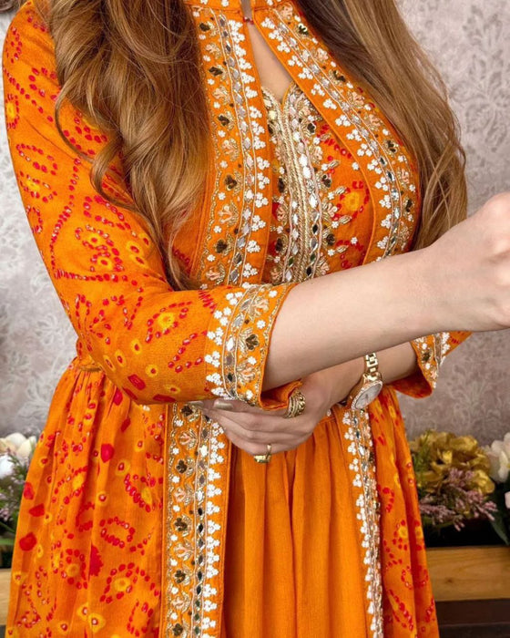 HEAVY GEORGETTE WITH EMBROIDERY WORK BELT LEHENGA KOTI BLOUSE SET