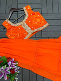 HEAVY GEORGETTE WITH EMBROIDERY WORK BELT LEHENGA KOTI BLOUSE SET